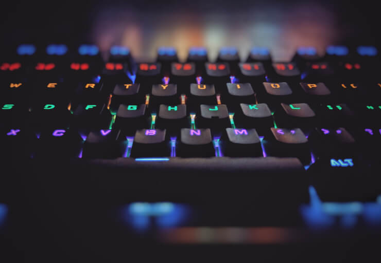 black and blue lighted computer keyboard